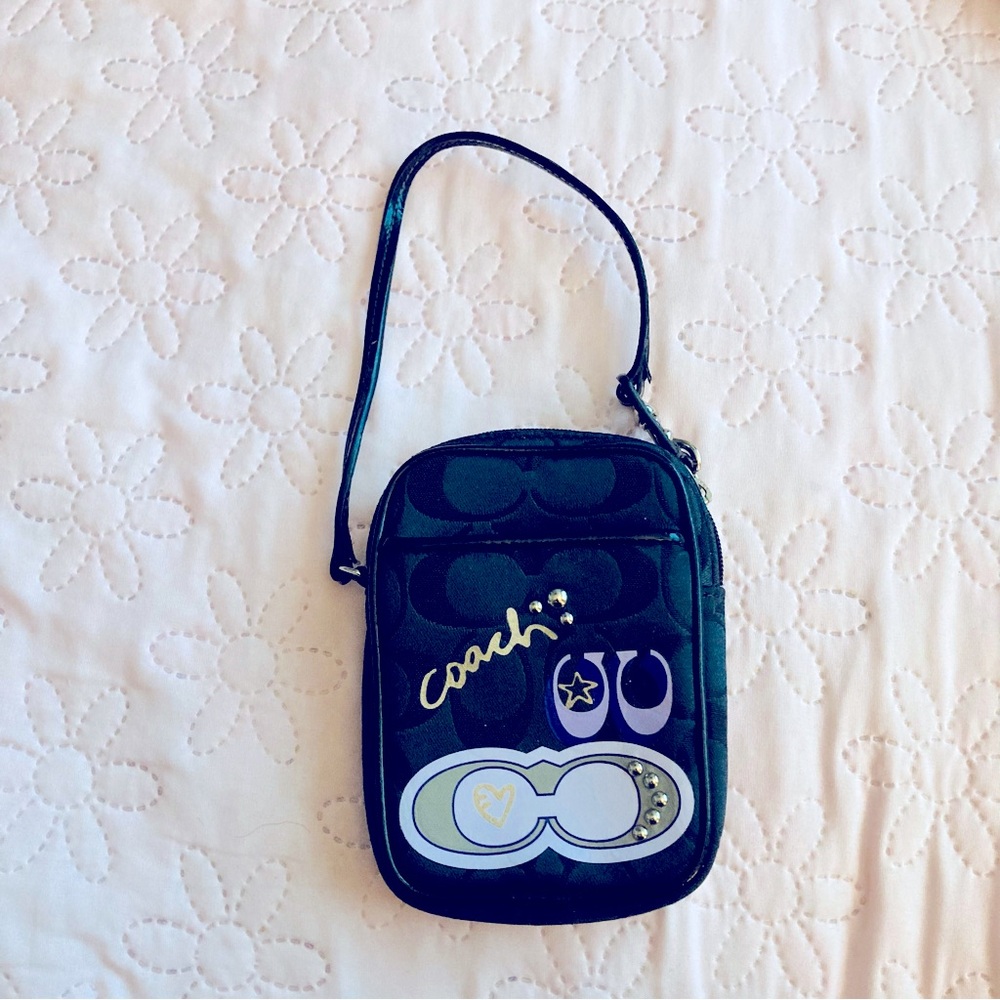 Coach Wristlet Black Cute design & Hearts  Has outside pocket and inside pocket
